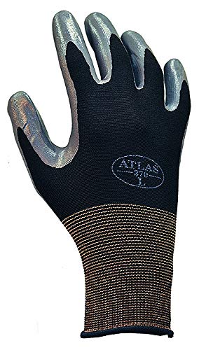 SHOWA 370BXL-09 Atlas Assembly Grip Glove Seamless Lint Free X-Large Black (Pack of 144)