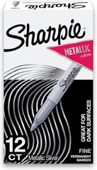 Sharpie 39100 Fine Point Metallic Permanent Marker Silver 12-Pack