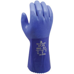 SHOWA 660L-09 Blue Atlas Cotton Lined 1.3 mm PVC Chemical Resistant Gloves, Large