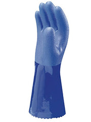 SHOWA 660L-09 Blue Atlas Cotton Lined 1.3 mm PVC Chemical Resistant Gloves, Large