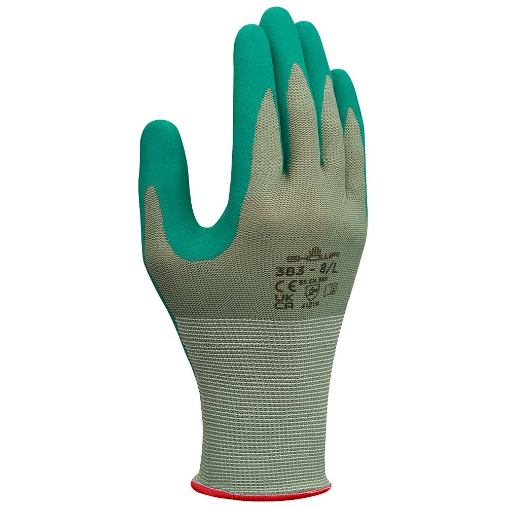 SHOWA 383M-07 Biodegradable EBT Nitrile General Purpose Work Glove, Medium, Pack of 12 Pairs, Green