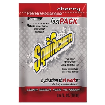 Sqwincher 159015301 Fast Pack Drink Mix Cherry 0.6 fl oz Pack Yields 6 oz