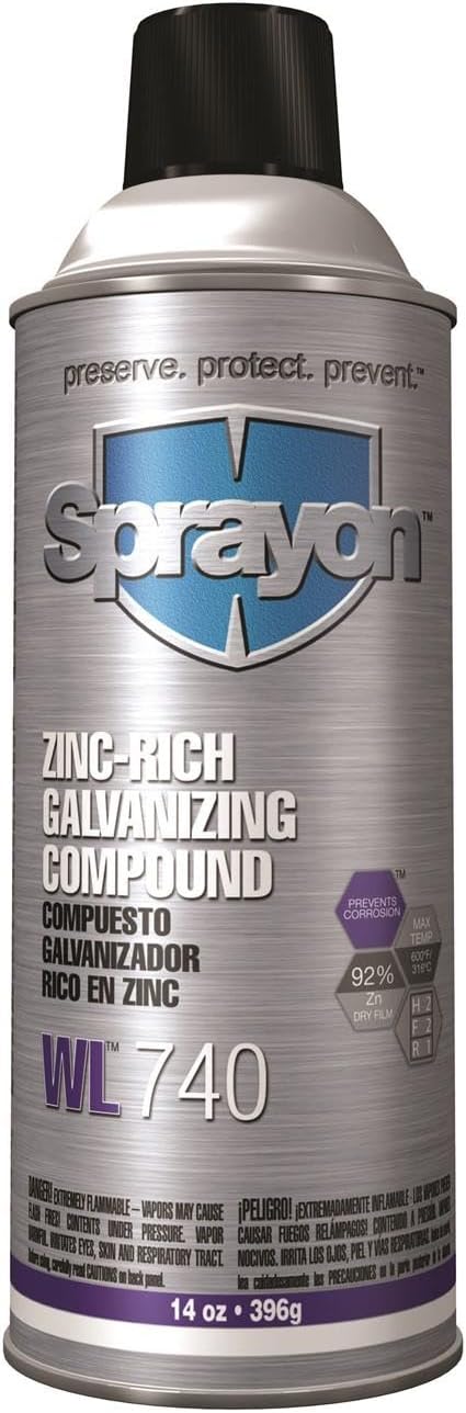 Sprayon SC0740000 Welding Supplies WL740 Zinc-Rich Galvanizing Compound 16 oz Aerosol Can