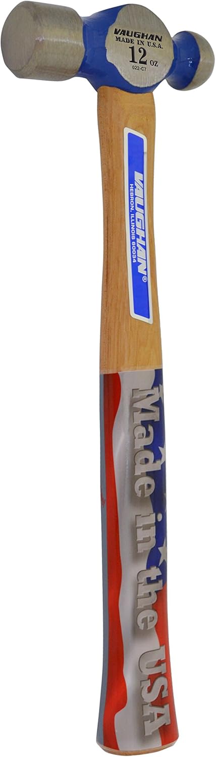 Vaughan TC2012 Commercial Ball Pein Hammer 12 Inch Hickory Handle Forged Steel 12 oz Head