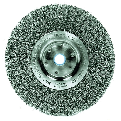 Weiler 1075 Narrow Face Crimped Wire Wheel 0.014 in Steel Wire 6 in dia x 3/4 in W Face 6000 RPM