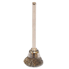 Weiler 26076 Miniature Stem-Mounted Cup Brush, 5/8 in Diameter, .005 in Stainless Steel Wire