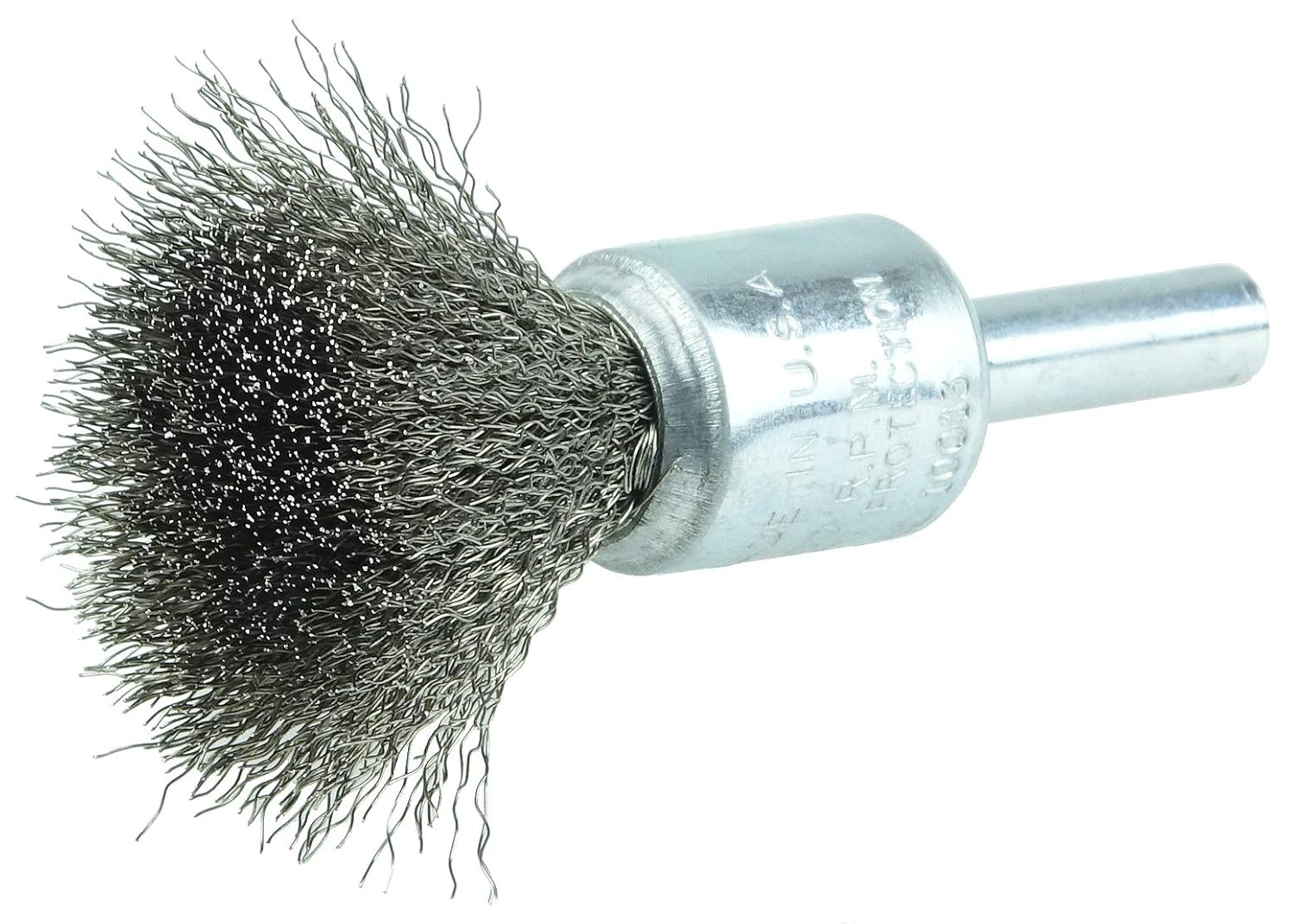 Weiler 10014 Crimped Wire End Brush 0.0104 Stainless Steel 1/2 Inch Diameter