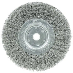 Weiler 1065 Narrow Face Crimped Wire Wheel 6 inch diameter x 3/4 inch width 0.0118 Steel Wire 6000 RPM