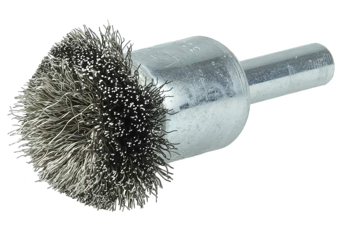 Weiler 10042 Circular Flared Crimped Wire End Brush 0.006 Stainless Steel Fill