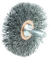 Weiler 17614 2-1/2 Narrow Face Stem-Mounted Crimped Wire Wheel, .014 Steel Fill, 1/4 Stem, Made in the USA