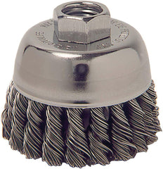 Weiler 13025 Knot Wire Cup Brush Threaded Arbor 2-3/4 Inches 0.014 Steel Fill