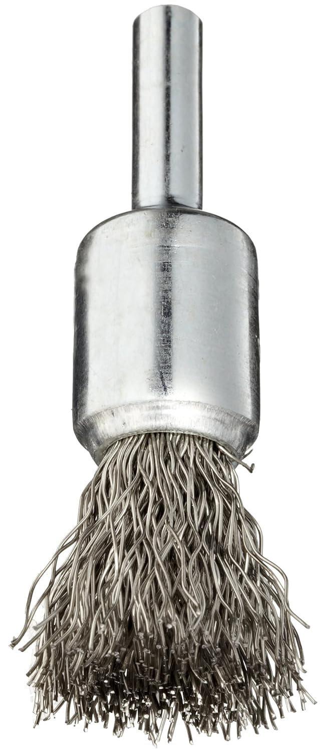 Weiler 10015 1/2 Crimped Wire End Brush 014 Stainless Steel Fill Made in the USA