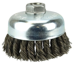 Weiler 36244 Wolverine 4 Knot Wire Cup Brush 0.025 Steel Fill 5/8-11 UNC Nut