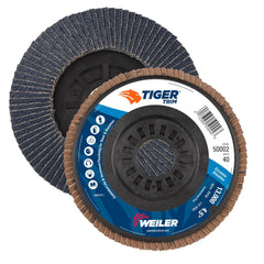 Weiler 50002 Trimmable Tiger Flap Disc 7/8 Arbor 4.5 Diameter 40 Grit Angled Abrasive