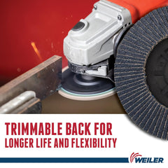 Weiler 50002 Trimmable Tiger Flap Disc 7/8 Arbor 4.5 Diameter 40 Grit Angled Abrasive