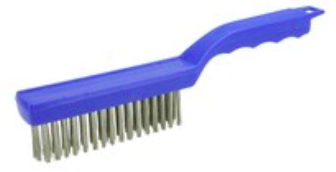 Weiler 44299 Shoe Handle Scratch Brush Stainless Steel Wire 4 x 16 Rows 1-3/16 Inches Trim Length