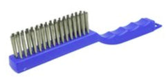 Weiler 44299 Shoe Handle Scratch Brush Stainless Steel Wire 4 x 16 Rows 1-3/16 Inches Trim Length