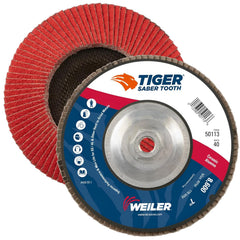 Weiler 50113 Saber Tooth Abrasive Flap Disc Angled Phenolic Backing 5/8 - 11 Arbor Ceramic 7 Diameter 40 Grit Pack of 10