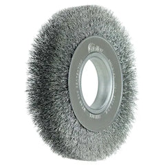 Weiler 6040 Medium-Face Crimped Wire Wheel 6 inches Diameter 1 inch Width .006 inches Steel Wire 6000 rpm