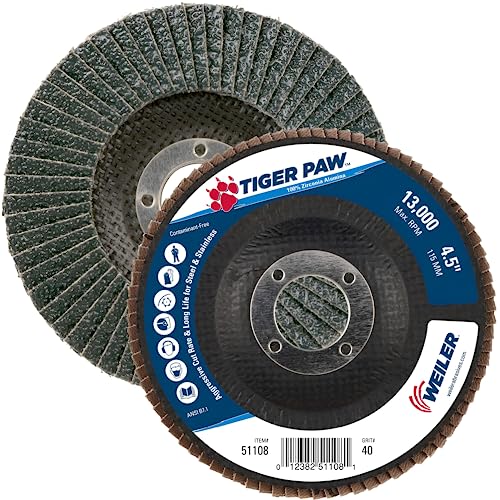 Weiler 51108 Tiger Paw Abrasive Flap Disc 40 Grit Pack of 10