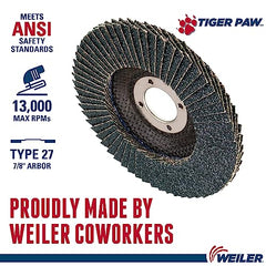 Weiler 51108 Tiger Paw Abrasive Flap Disc 40 Grit Pack of 10