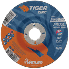 Weiler 58073 Tiger Zirc Type 27 Grinding Wheel Z24T 5 inch x 1/4 inch x 7/8 inch Pack of 10