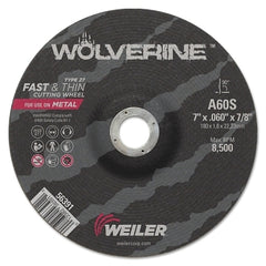 Weiler 56391 Wolverine Thin Cutting Wheel 7in Dia .06 Thick 7/8 Arbor 60 Grit (25 Pack)