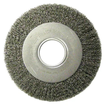 Weiler 6120 Medium-Face Crimped Wire Wheel 8 inches diameter x 1 inch width 0.014 inches Steel Wire 4500 RPM