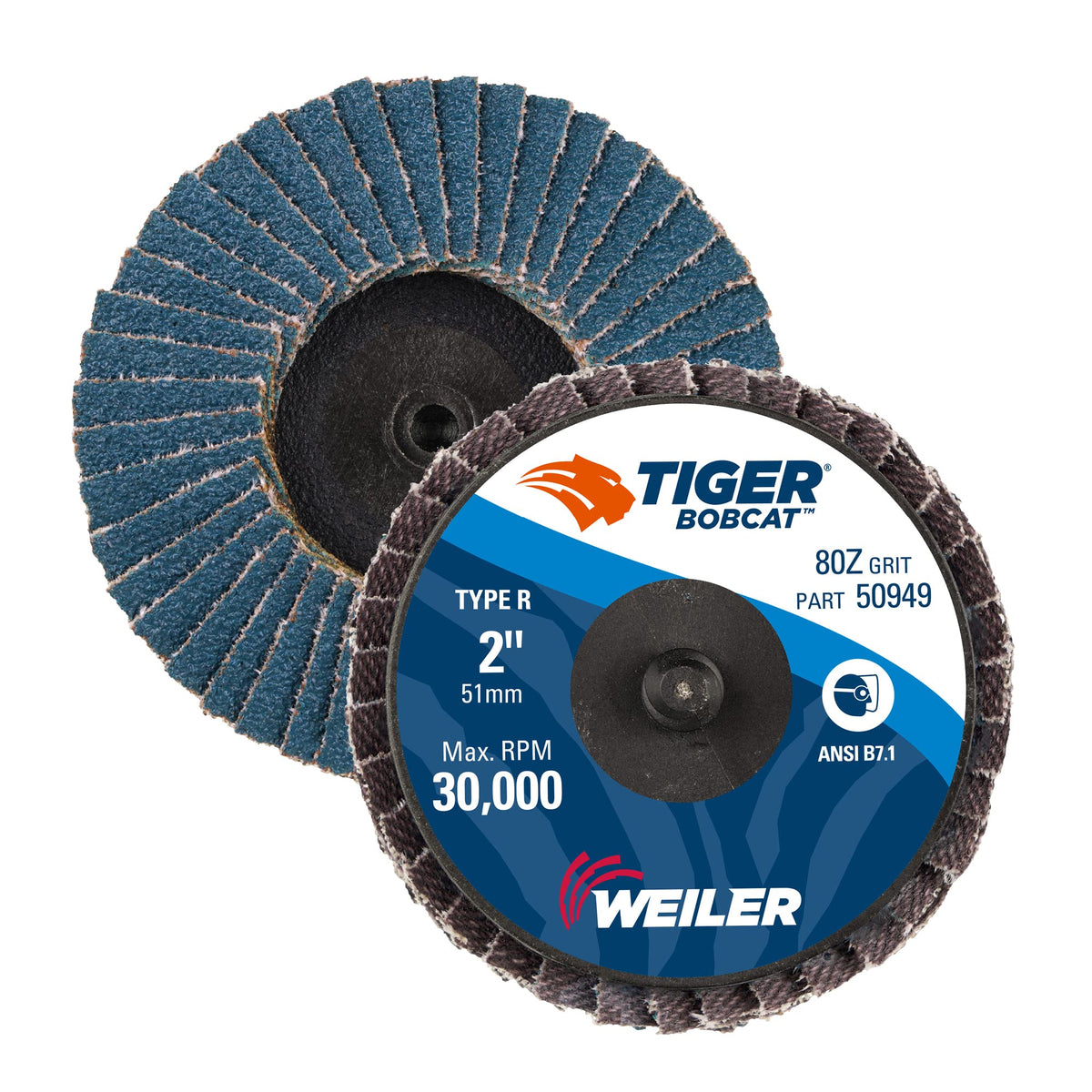 Weiler 50949 Bobcat Mini Abrasive Flap Disc Conical TY29 Type R Mount 80Z Pack of 10