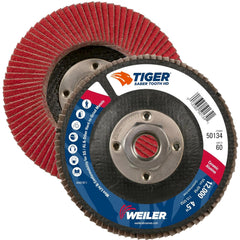 Weiler 50134 Saber Tooth Flap Disc 4-1/2 inch High Density 60 Grit Ceramic 5/8-11 Arbor