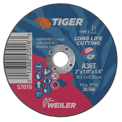 Weiler 57016 Tiger AO Cutting Wheel 2 Inch Performance Steel Metal 100 Pack