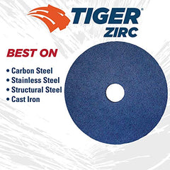 Weiler 59704 Tiger Zirconia Alumina Resin Fiber Sanding & Grinding Disc 5 Inch Diameter 60 Grit 7/8 Inch Arbor Hole