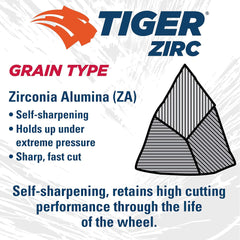 Weiler 58055 7 x 1/8 Tiger Zirc Type 27 Cut and Grind Combo Wheel Z30T 5/8-11 UNC Nut Pack of 10