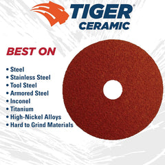 Weiler 69851 Tiger Ceramic Alumina Resin Fiber Sanding & Grinding Disc 4.5 Inch Diameter 36 Grit 7/8 Inch Arbor Hole Pack of 25