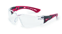 Bolle 41080 Safety Glasses Clear Lens Black/Red Frame