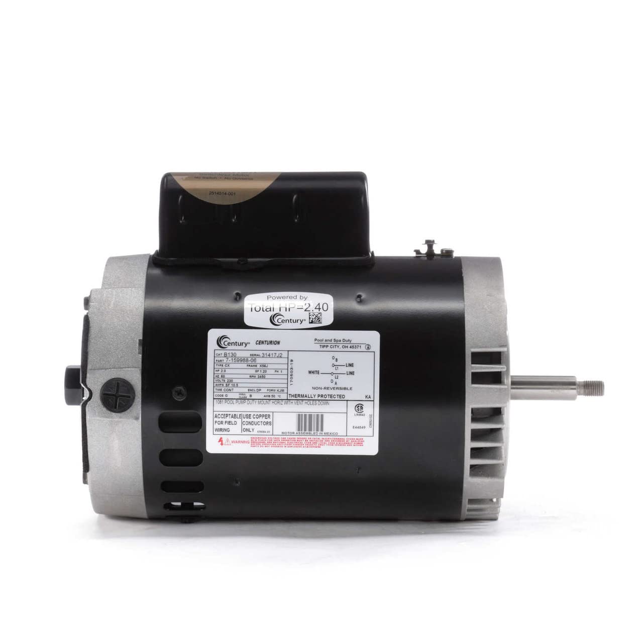 Century B130 Pool Pump Motor 2 HP 230V 3450 RPM