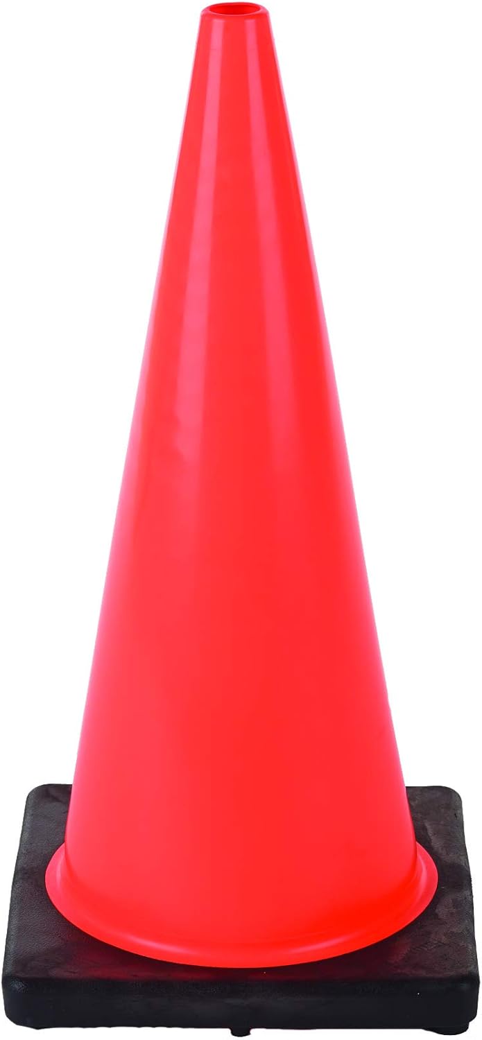 Cortina Safety 03-500-05 Traffic Cone Vinyl with Black Base 18 Inch Red/Orange