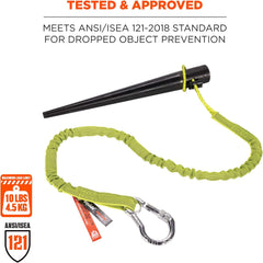 Ergodyne 19003 Squids 3100 Tool Lanyard with Single Carabiner and Adjustable Loop End, Standard Length, Lime