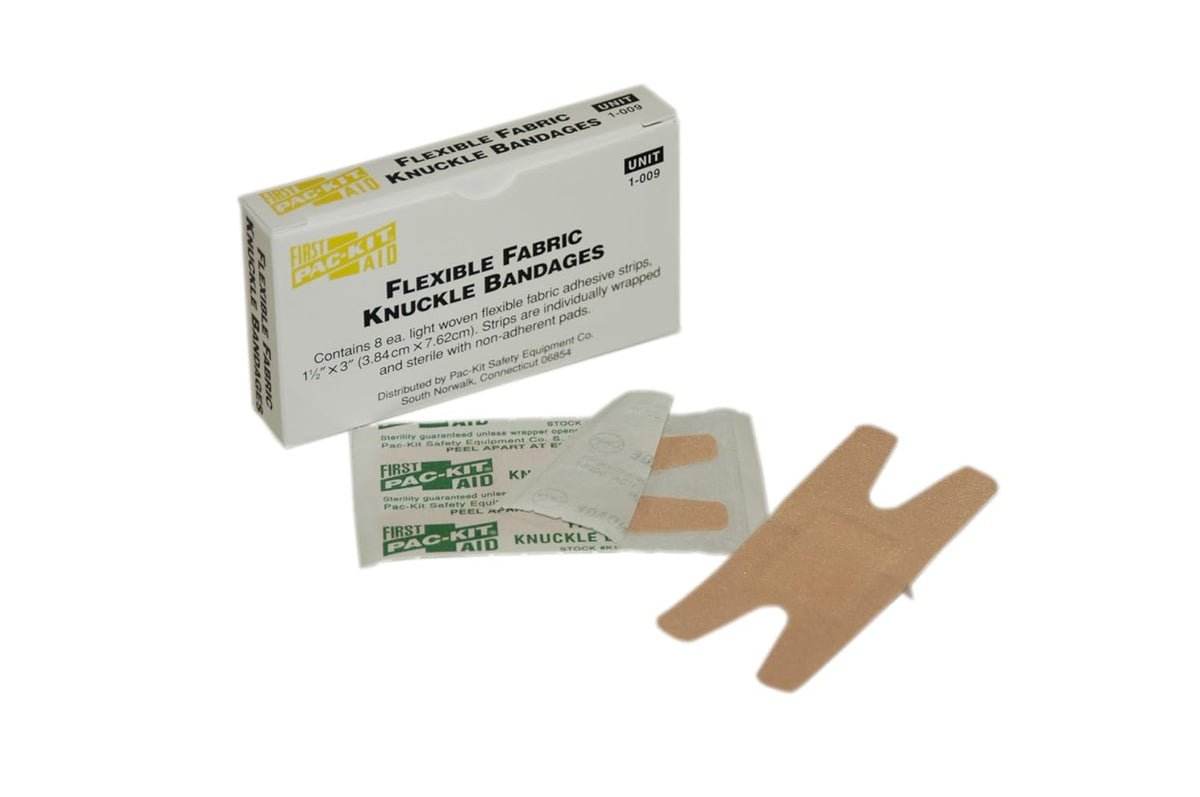 First Aid Only 1009 Fabric Adhesive Light Woven Flexible Knuckle Bandage 3 x 1-1/2 inch Box of 8