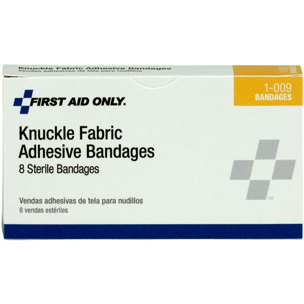 First Aid Only 1009 Fabric Adhesive Light Woven Flexible Knuckle Bandage 3 x 1-1/2 inch Box of 8