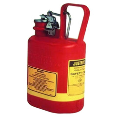 Justrite 14160 Type I Polyethylene Safety Can 1 Gallon Stainless Steel Fittings Red