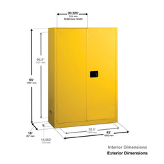 Justrite 894500 Sure-Grip EX Standard Safety Cabinet 45 Gallon Yellow