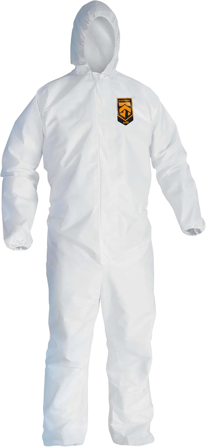 KleenGuard 44325 A40 Hooded Microporous Film Laminate Coverall, 2X-Large, White