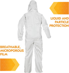 KleenGuard 44325 A40 Hooded Microporous Film Laminate Coverall, 2X-Large, White