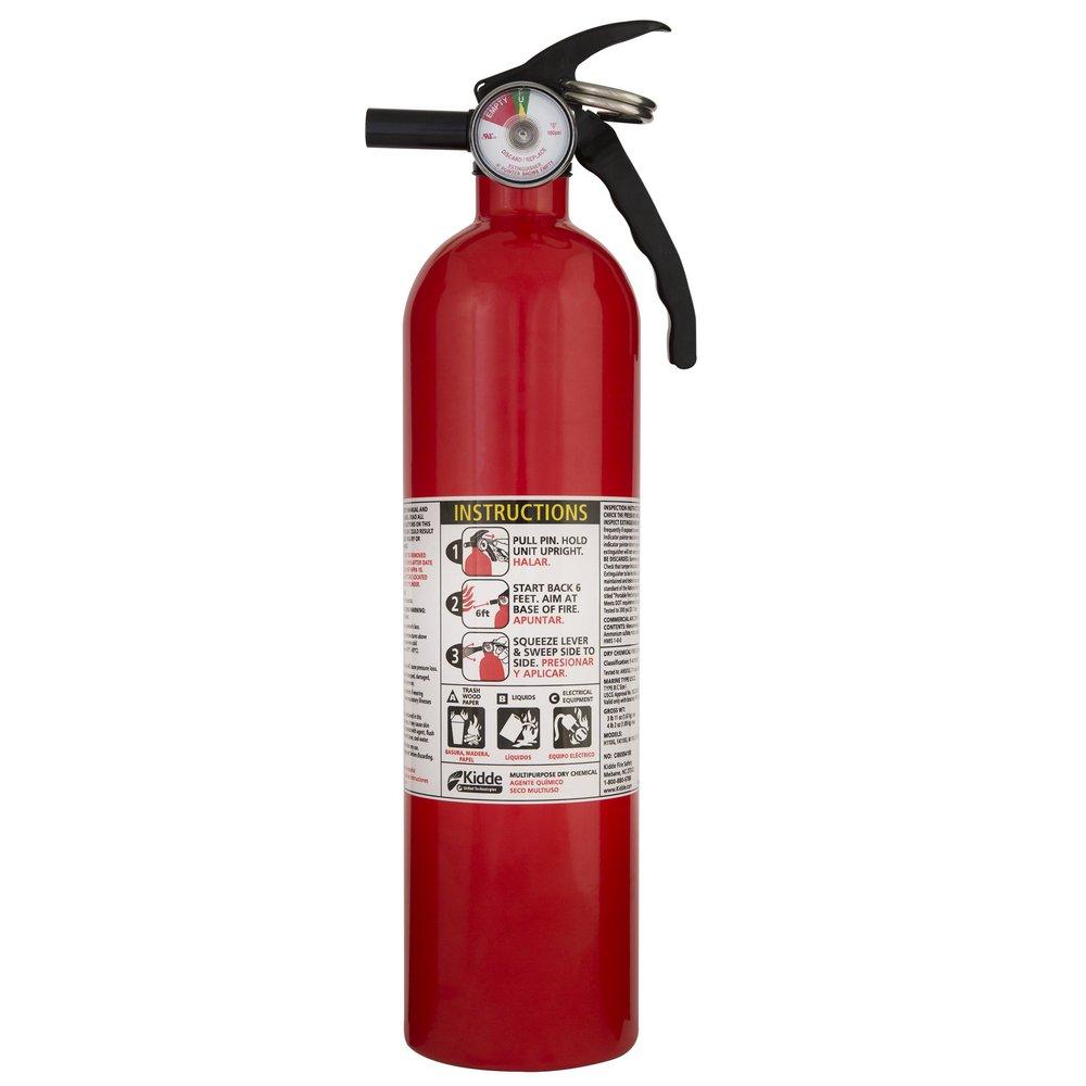 Kidde 466142MTL Multipurpose Fire Extinguisher 2.5 lb Nylon Strap Bracket Disposable