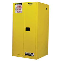 Justrite 896000 Sure-Grip EX Flammable Liquid Storage Cabinet, 60 Gallon Reinforced Steel Fire Cabinet for Gasoline Storage, 2 Manual Close Doors, 65 x 34 x 34, Yellow