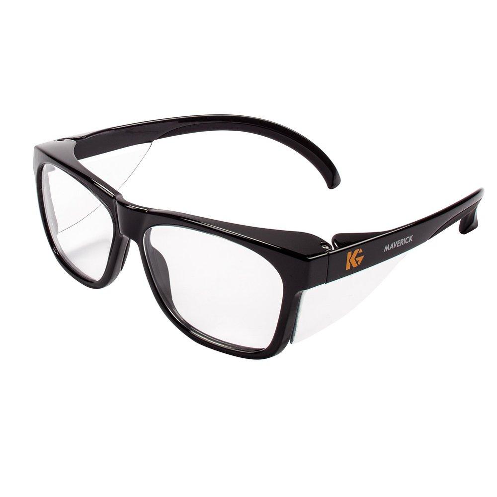 KleenGuard 49309 Maverick Polycarbonate Black Frame Safety Glass with Anti-fog Lens