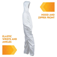 KleenGuard 44327 A40 Elastic-Cuff and Ankle Hooded Coveralls 4X-Large White Case of 25