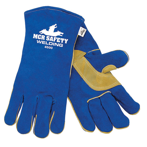 MCR Safety 4500 Welding Gloves Blue XL Split Cowhide Sewn Kevlar