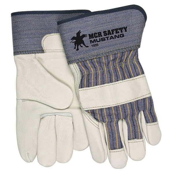 MCR Safety 1935L Mustang Grain Leather Palm Gloves Large Pair